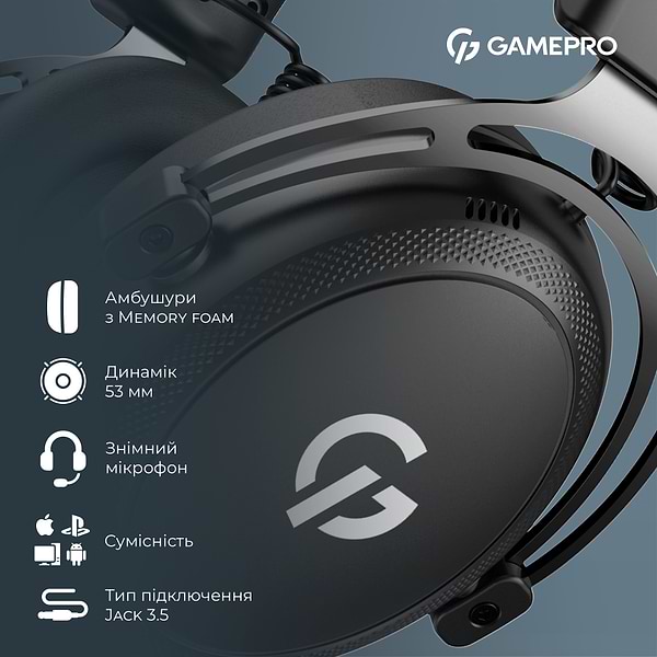 Фото - Гарнітура дротова ігрова GamePro Asgard Skald Origin Black (HS850B)