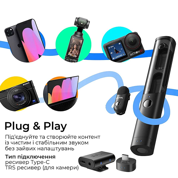 Фото - Мікрофон для смартфона Boya Magic-07 Type-C/TRS Black