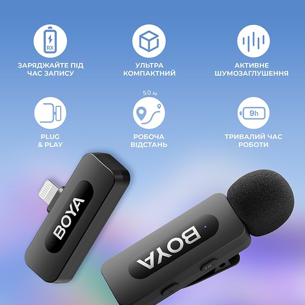 Фото - Микрофон для смартфона Boya BY-V1 Lightning Black