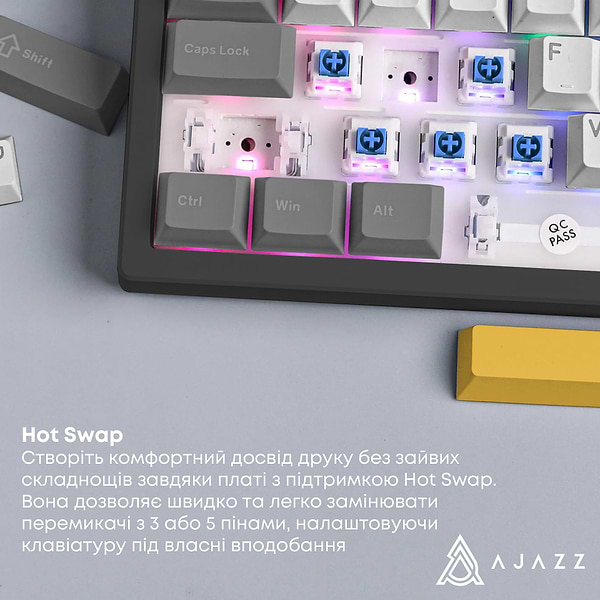Фото - Клавиатура беспроводная игровая Ajazz AK980 V2 Gift Switch V2 Black Gray Yellow (AK980-V2-G-BGY)