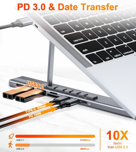 Фото - Подставка под ноутбук Choetech USB-C 7-в-1 (HUB-M48-GY)