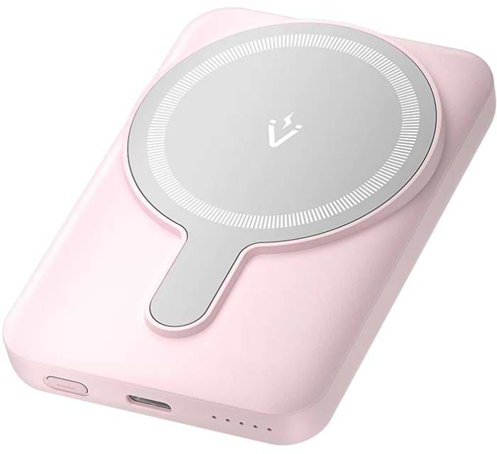 Батарея мобільна Vention Magnetic Wireless 5000mAh 20W PD, 1xUSB-C, QI-15W Pink (FHSP0) - Фото 1