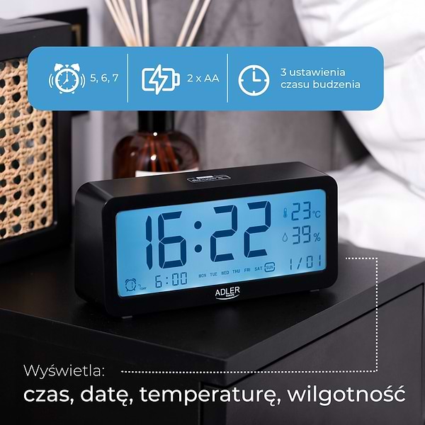 Фото - Термогигрометр Adler AD 1195 Black