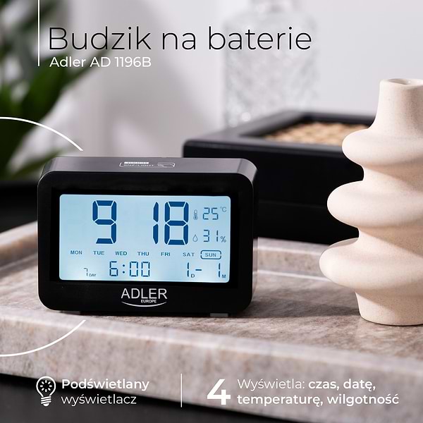 Фото - Термогигрометр Adler AD 1196 Black