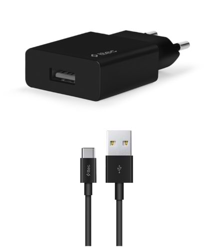 Сетевое зарядное устройство Ttec SmartCharger USB 2.1А Black (2SCS20CS) + кабель USB Type-C (2SCS20CS)