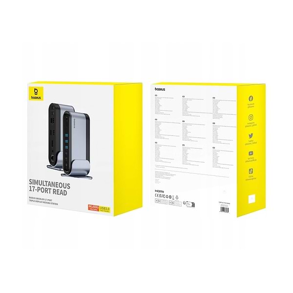 Фото - Хаб USB Baseus UnionJoy 17-Port Triple-Display Docking Station Space Grey (B00532304811-00)