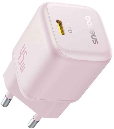 Фото - Мережевий зарядний пристрій Baseus PicoGo GaN Fast Charger 1C 45W EU Baby Pink (P10176800413-00)
