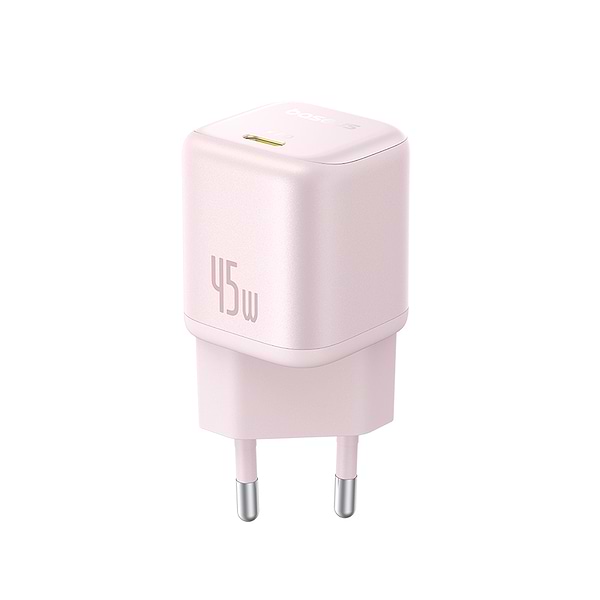 Фото - Мережевий зарядний пристрій Baseus PicoGo GaN Fast Charger 1C 45W EU Baby Pink (P10176800413-00)