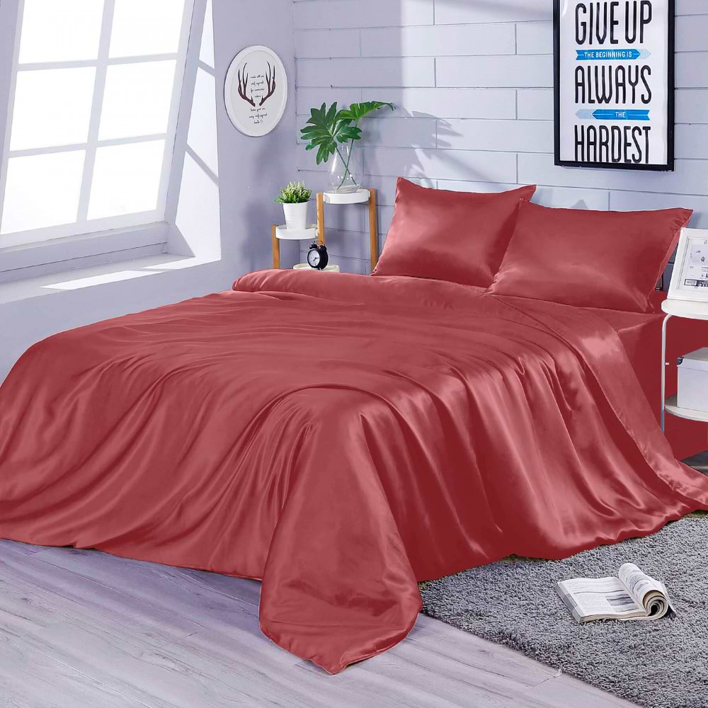 Комплект постельного белья Zastelli Бургунди Шелк 145х210 Красный (13155)