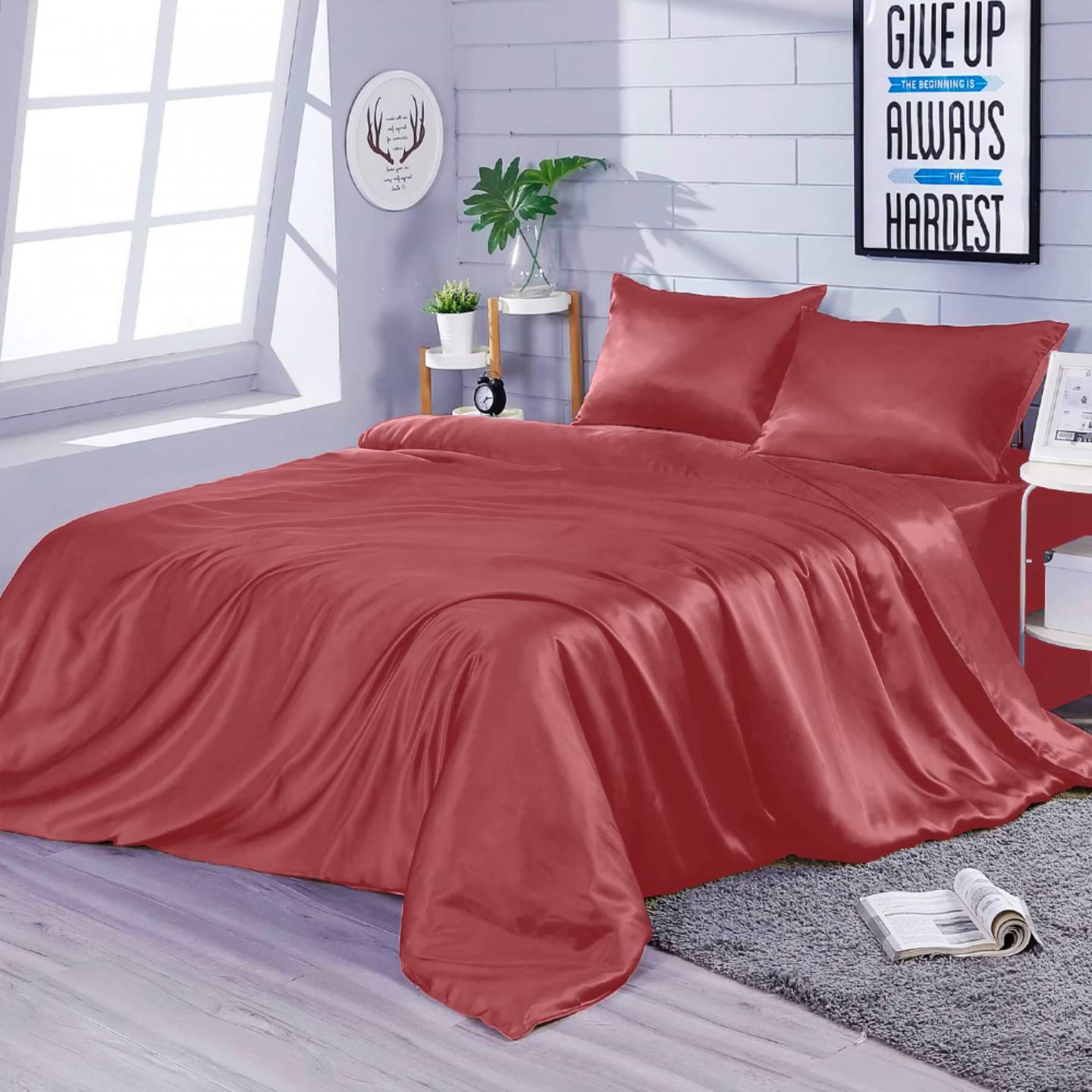 Комплект постільної білизни Zastelli Бургунді Шовк (штучний) 2х145х210 Червоний (13164)