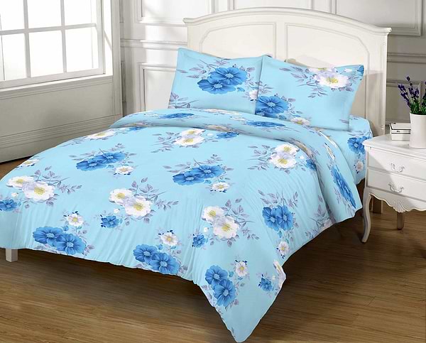 Фото - Комплект постельного белья Zastelli 8252 Голубые цветы 2х145х210 Синий (14047)