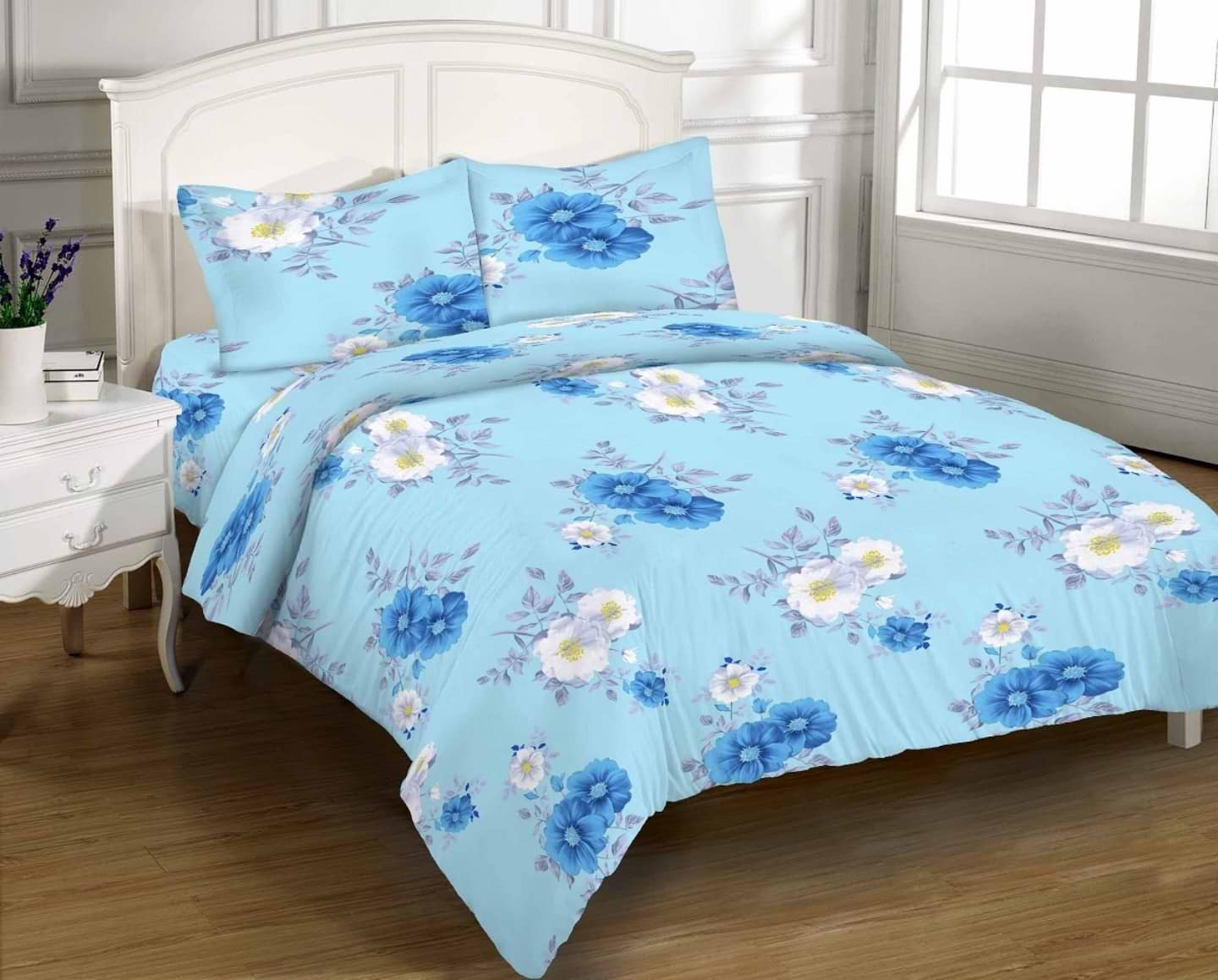 Комплект постельного белья Zastelli 8252 Голубые цветы 200х220 см голубой (14033)