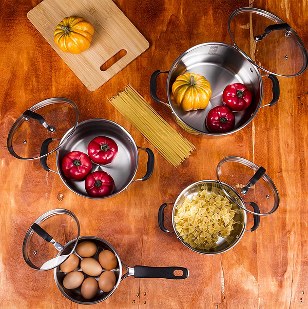 Фото - Набор посуды Tefal E493S874 Cook&Cool 8 пр., 18/20/24 см, сотейник 16 см с/кр