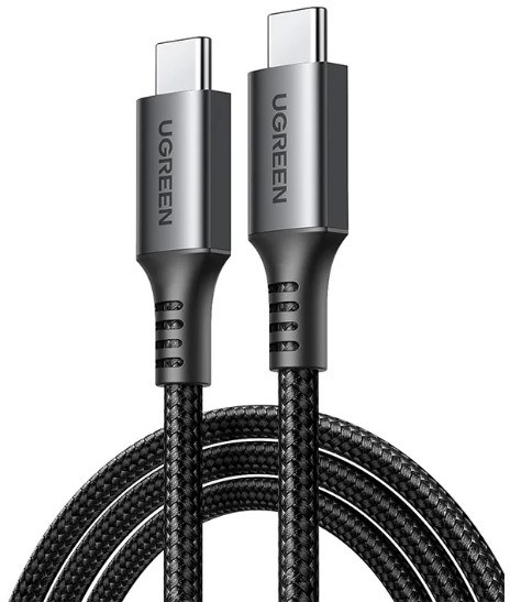 Кабель синхронізації даних UGREEN US567 USB-C to USB-C PD Fast Charging Cable 1m Black/Gray (15373) - Фото 1