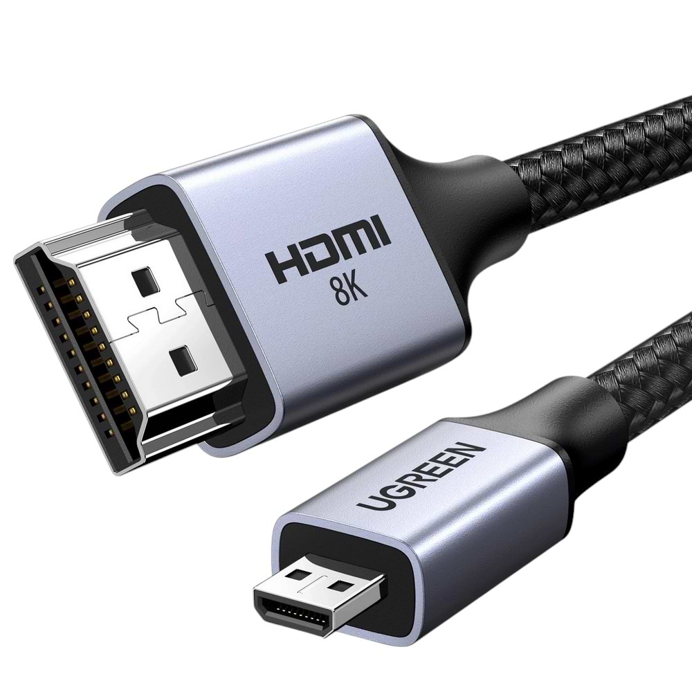 Кабель HDMI UGREEN HD164 Micro-HDMI Male to HDMI 2.1 Male 1m Black (15516) - Фото 1