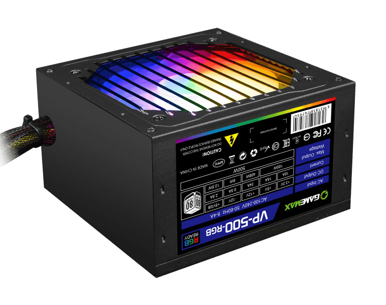 Блок питания для ПК Gamemax ATX 500W 80+ (VP-500-RGB)