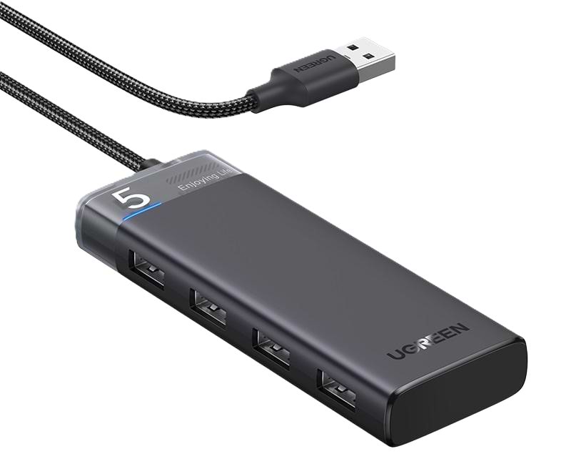Хаб USB UGREEN CM653 4xUSB 3.2 Gen1 Ports Black (15548) - Фото 1