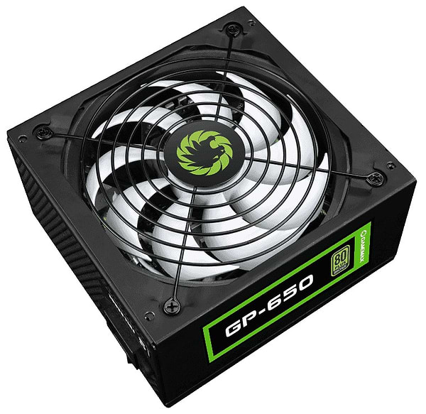 Фото - Блок питания для ПК Gamemax ATX 650W, APFC, 14см вент,80+ (GP-650)