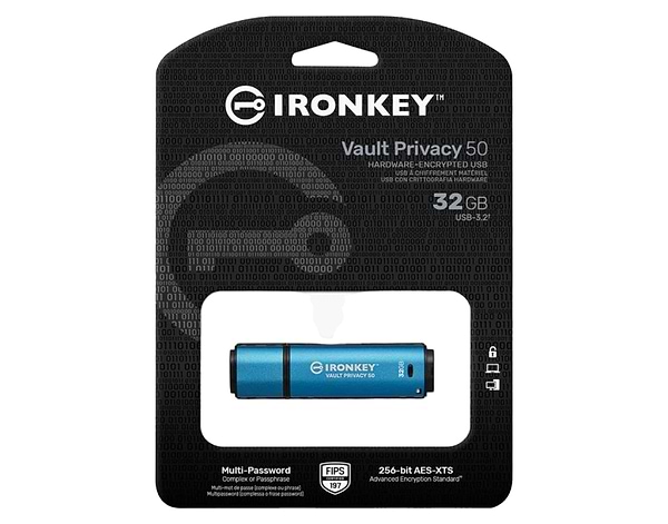 Фото - Флеш USB Kingston 3.2 32GB IronKey Vault Privacy 50 Type-A Blue (IKVP50/32GB)
