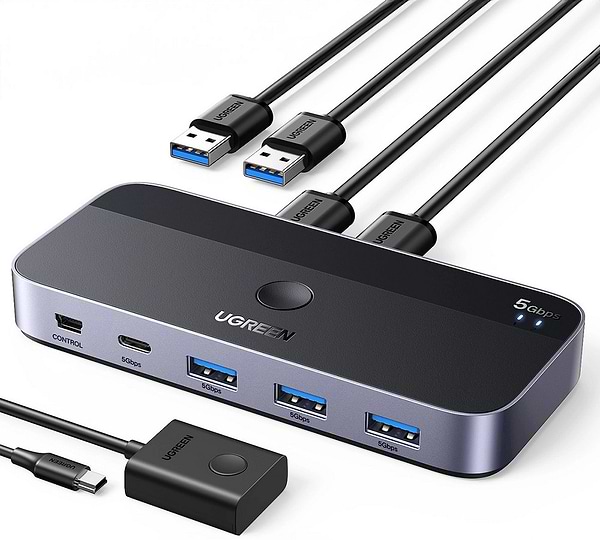 Фото - Хаб USB UGREEN CM662 USB 3.0 Sharing Switch 2 In 4 Out Black (15705) Фото - Хаб USB UGREEN CM662 USB 3.0 Sharing Switch 2 In 4 Out Black (15705)