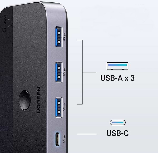 Фото - Хаб USB UGREEN CM662 USB 3.0 Sharing Switch 2 In 4 Out Black (15705)