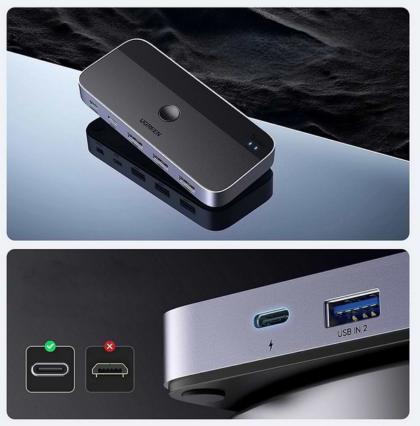 Фото - Хаб USB UGREEN CM662 USB 3.0 Sharing Switch 2 In 4 Out Black (15705)