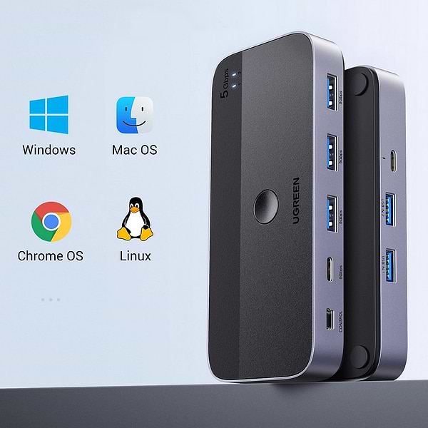 Фото - Хаб USB UGREEN CM662 USB 3.0 Sharing Switch 2 In 4 Out Black (15705)