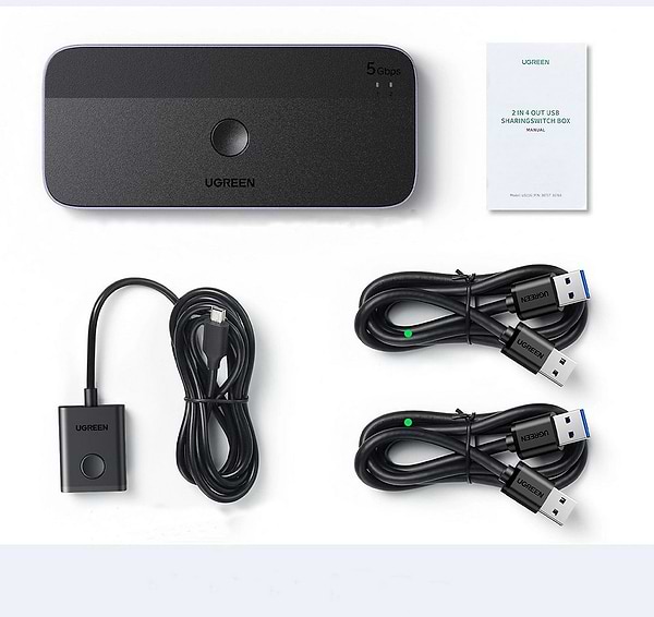 Фото - Хаб USB UGREEN CM662 USB 3.0 Sharing Switch 2 In 4 Out Black (15705)