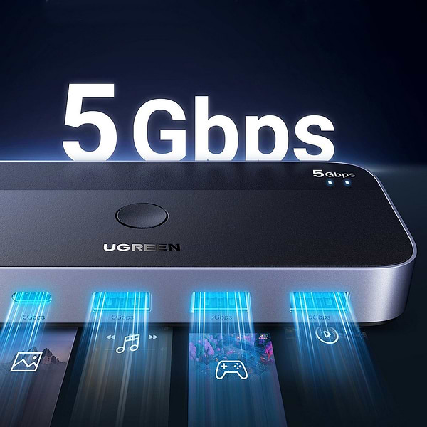 Фото - Хаб USB UGREEN CM662 USB 3.0 Sharing Switch 2 In 4 Out Black (15705)