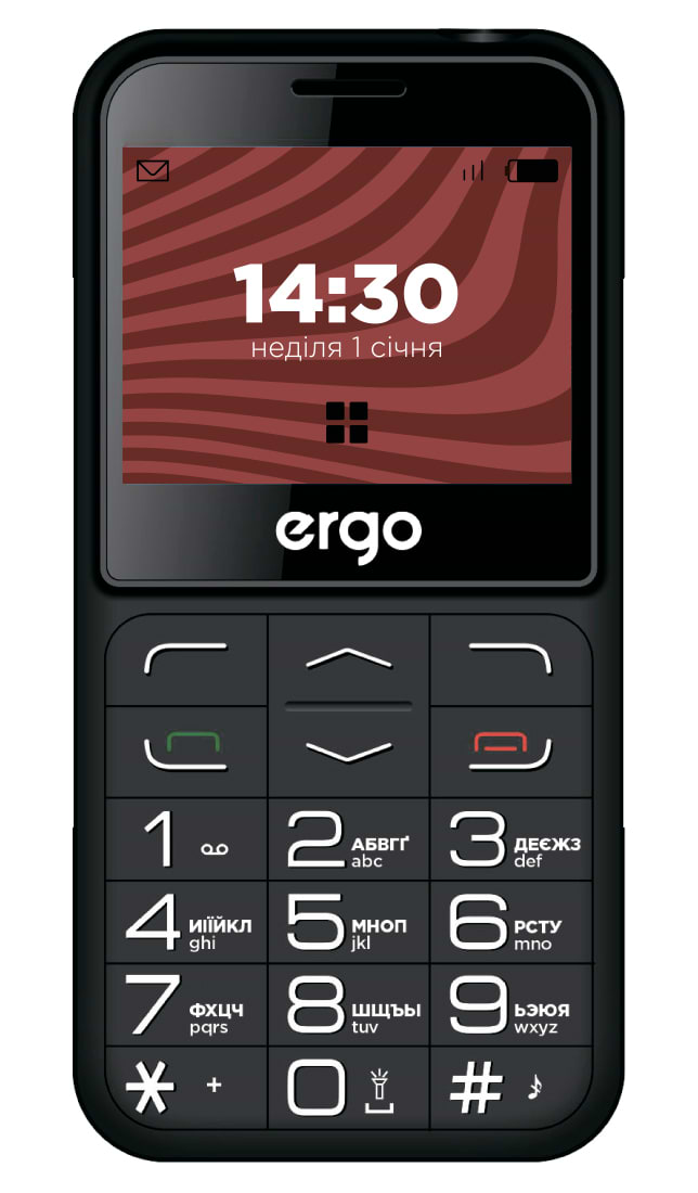 Мобильный телефон Ergo R231 Dual Sim Black - Фото 1