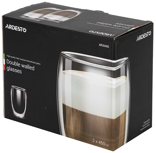 Фото - Набір склянок з подвійними стінками Ardesto 450 мл 2 шт. (AR2645G)