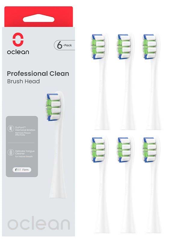 Насадка для зубной щетки Oclean P1C1 W06 Professional Clean Brush Head White 6 шт. (6970810553802) - Фото 1