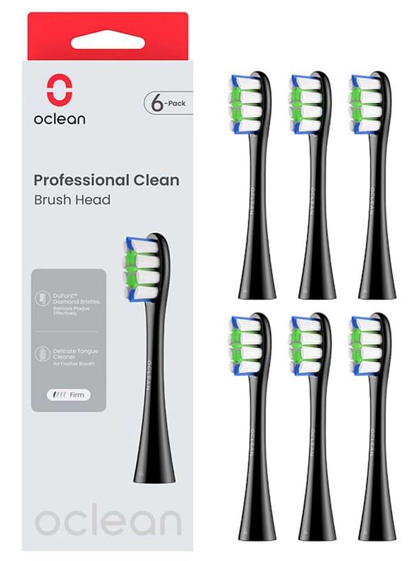 Насадка для зубной щетки Oclean P1C5 B06 Professional Clean Brush Head Black 6 шт. (6970810553864) - Фото 1