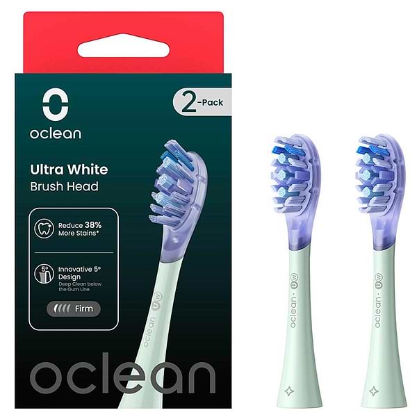 Фото - Насадка для зубной щетки Oclean UW01 G02 Ultra White Brush Head Green 2 шт. (6970810553529)