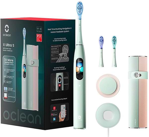 Фото - Зубная щетка электрическая Oclean X Ultra Set Green (OLED) (6970810553505) Фото - Зубная щетка электрическая Oclean X Ultra Set Green (OLED) (6970810553505)