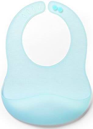 Фото - Нагрудник силіконовий BabyOno ультратонкий з регульованою застібкою 26x21 см Блакитний (1598/03)