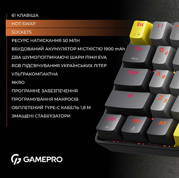 Фото - Клавиатура беспроводная игровая GamePro MK130G Pro