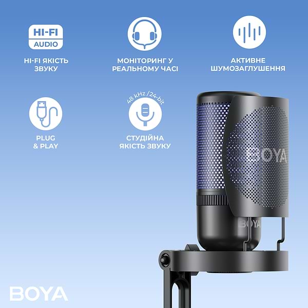 Фото - Микрофон для компьютера проводной Boya K9 RGB Black