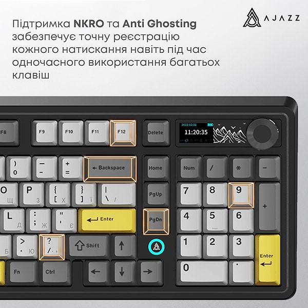 Фото - Клавиатура беспроводная игровая Ajazz AK980 V2 Gift Switch V2 Black Gray Yellow (AK980-V2-G-BGY)