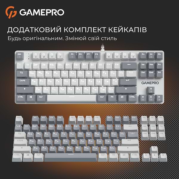 Фото - Клавіатура дротова GamePro Genesis Metallic Outemu Red Swithes USB White (MK110W)