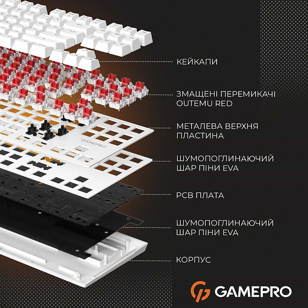 Фото - Клавиатура проводная GamePro Genesis Joker Outemu Red Swithes USB White (MK124W)