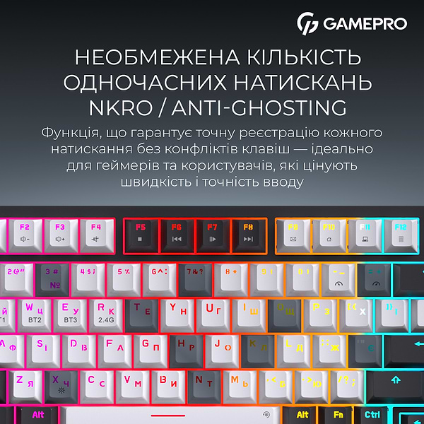 Фото - Клавиатура беспроводная игровая GamePro Asgard Valhalla Pro 75% Wireless/Bluetooth/USB White (MK160W-D-Pro)