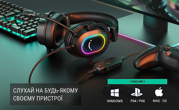 Фото - Гарнитура проводная игровая Fifine Black RGB (H6)