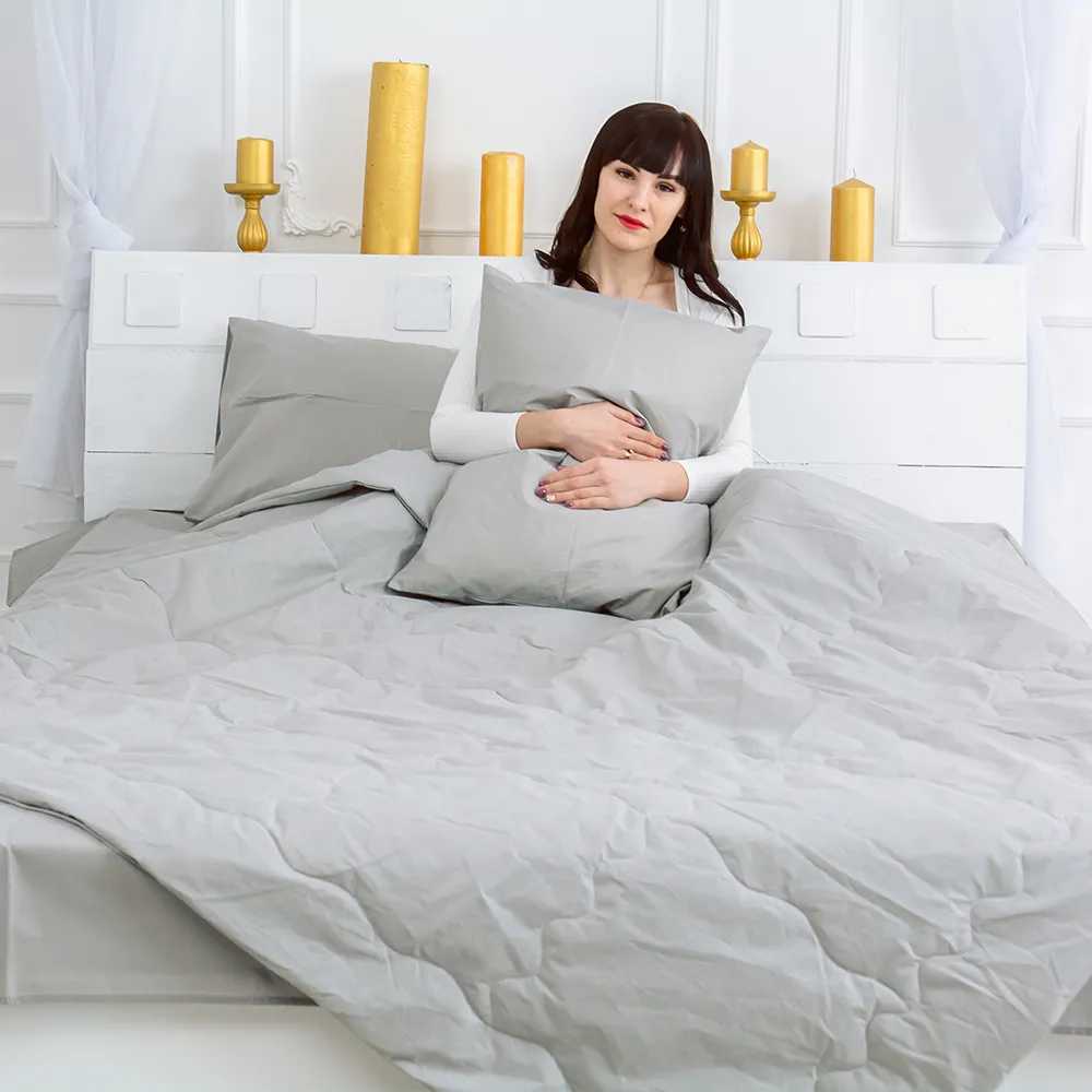 Фото - Одеяло летнее полуторное MirSon хлопковое №2352 Light Gray 155x215 (2200003030426)