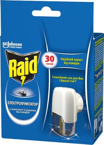 Фото - Фумигатор Raid с жидкостью от комаров 30 ночей
