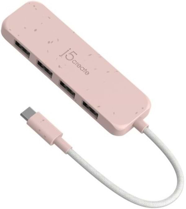 Фото - Хаб USB J5create USB 3.2 USB-С 4 USB-A Earth Rose (JCH341ER-N)