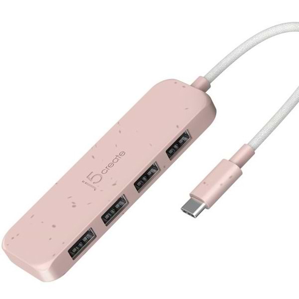 Фото - Хаб USB J5create USB 3.2 USB-С 4 USB-A Earth Rose (JCH341ER-N)