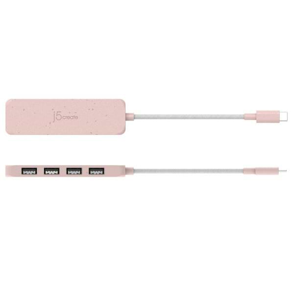 Фото - Хаб USB J5create USB 3.2 USB-С 4 USB-A Earth Rose (JCH341ER-N)