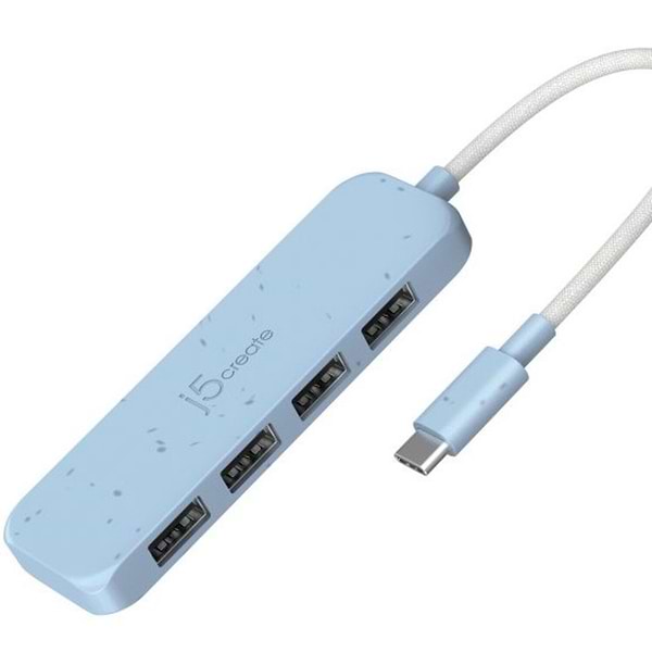 Фото - Хаб USB J5create USB 3.2 USB-С 4 USB-A Fresh Cyan (JCH341EC-N)