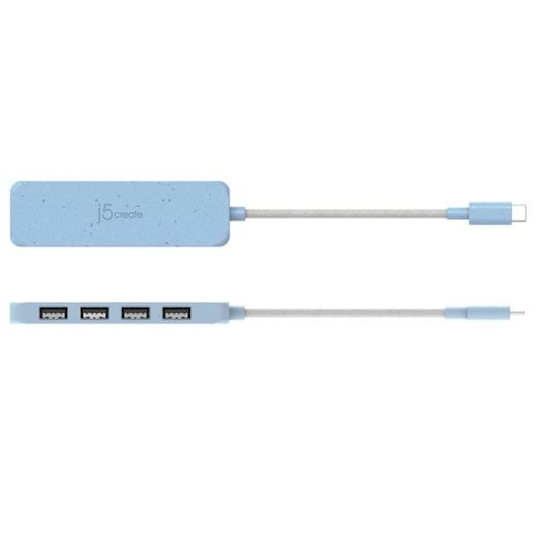 Фото - Хаб USB J5create USB 3.2 USB-С 4 USB-A Fresh Cyan (JCH341EC-N)